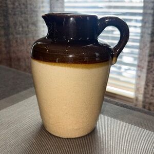 Vintage Two Tone Stoneware Crock Pitcher